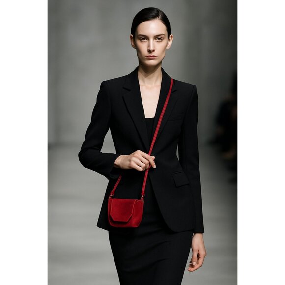 ASOS Red Suede Mini Crossbody Bag – Small Shoulder Purse - Picture 1 of 13